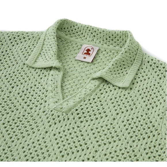 NWT Dandy Del Mar Pistachio Crochet Shirt Large - Picture 9 of 9